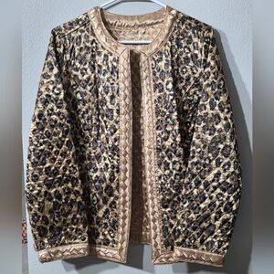 Leopard Print Reversible Quilted Women's Jacket Gold Braiding